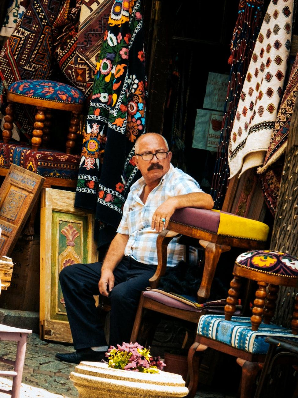 Cozy knitted rugs on natural wood floor with sunlight