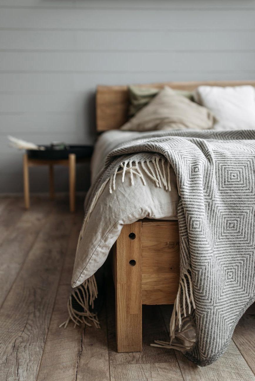 Gentle hand washing of premium knitted throw in natural soap solution